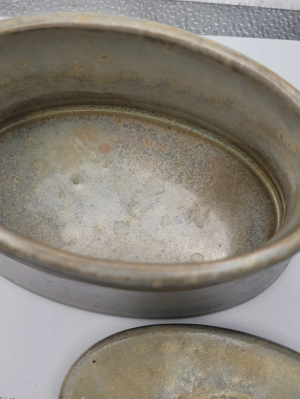 Pier 1 Trinket Decor Box Art Pottery Oval Sage Green Dish with Lid 5 3/4